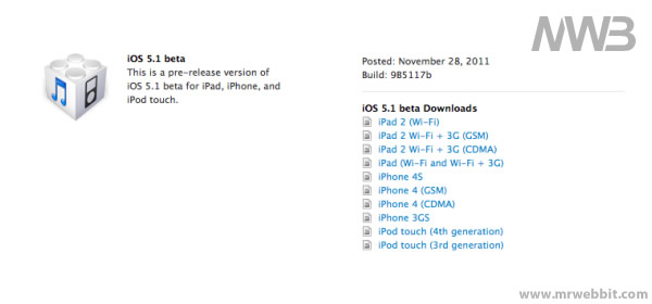aggiornamento ios 5.1 beta tutti i prodotti che verranno aggiornati