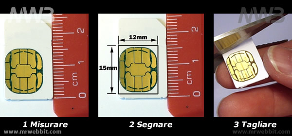 schema per tagliare una sim per adattarla a iphon e ipad