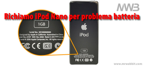 sostituzione ipod nano per problema alla batteria che esplode