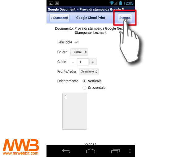 19-stampare da android samsung galaxy nexus