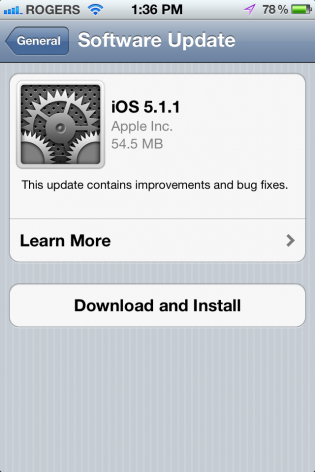 aggiornamento apple ios 5.1.1 rilasciato da apple per iphone