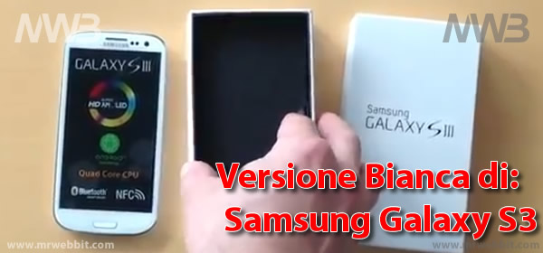 contenuto della confezione o scatoa di samsung galaxy s3 colore bianco