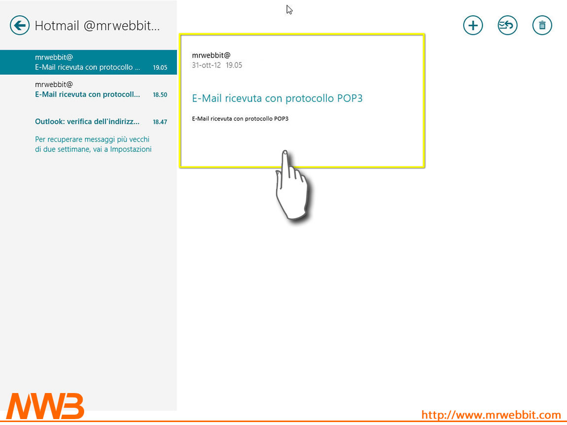 Ecco letta la nostra posta POP3 su Windows 8